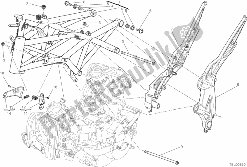 Todas as partes de Quadro, Armação do Ducati Diavel FL Brasil 1200 2015